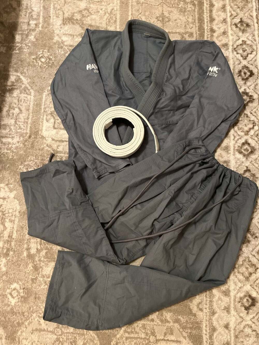 Hawk Jiu Jitsu Gi A4 Grey jacket pants and belt